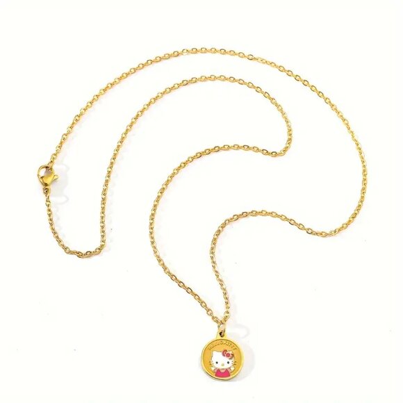 Gold Plated Hello Kitty Token Necklace - Picture 5 of 6